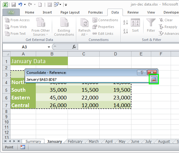 select large area in excel